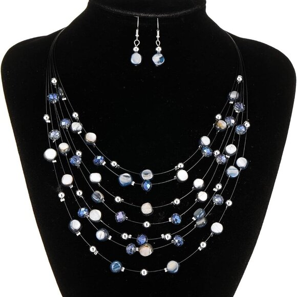 Multi-Layer Boho Shell Beaded Necklace for Women Colorful Crystal Strand with Si - Picture 4 of 6